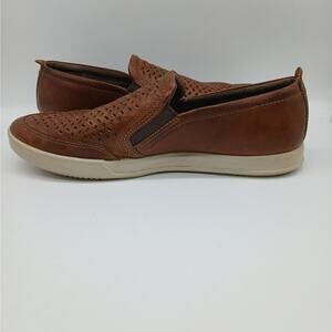 Ecco Men's Leather Collin 2.0 Perforated Slip on Loafers Shoes Brown Size 11